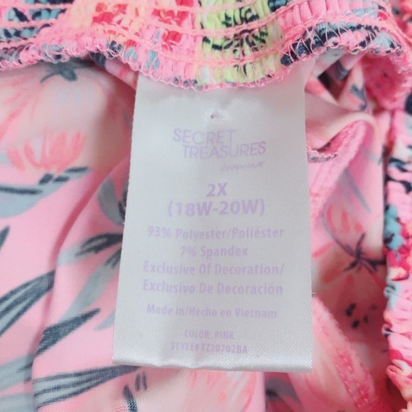 2X Floral Pink Floral Wide Waist Band Shorts - Picture 4 of 4